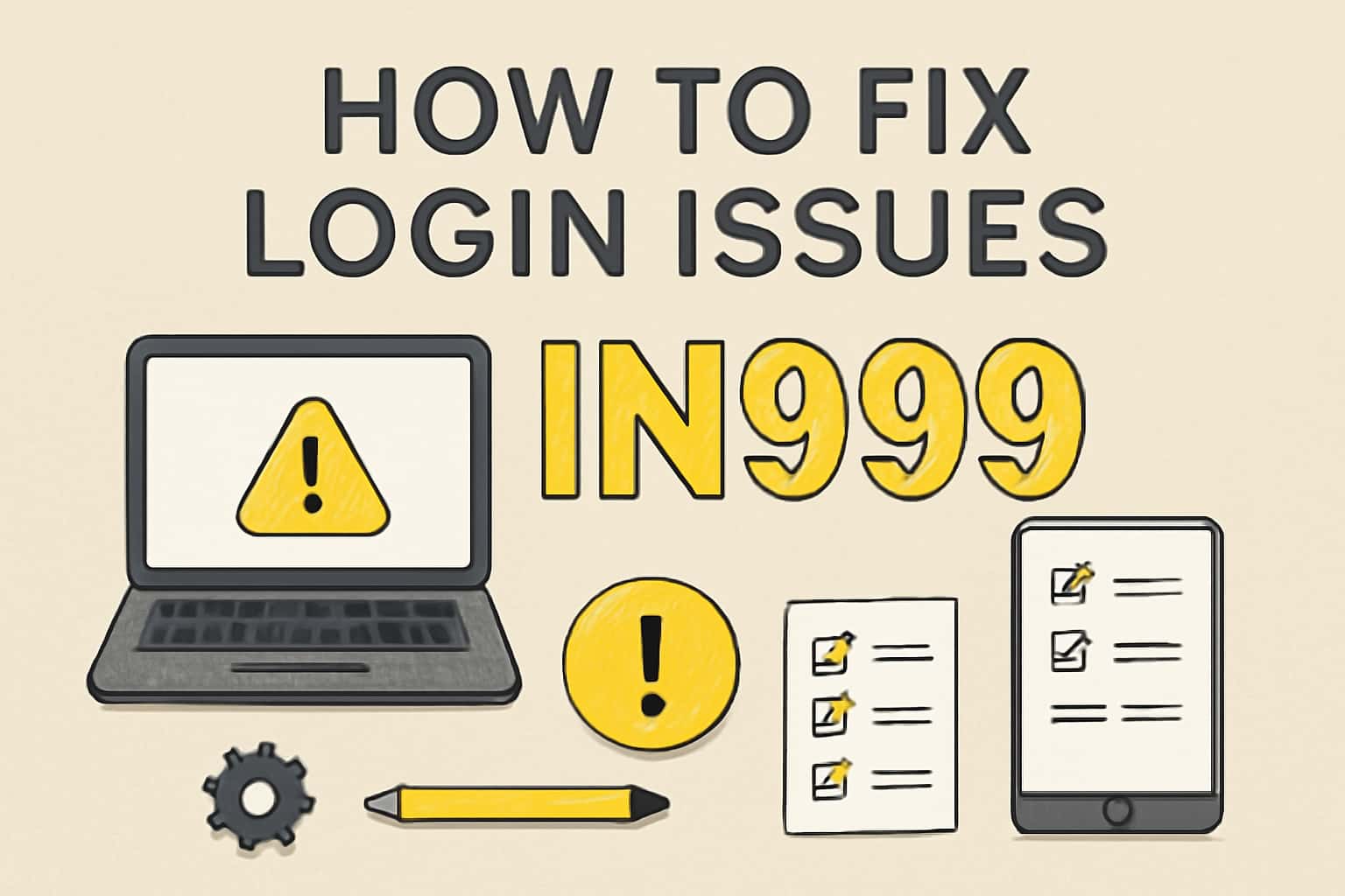 Informational graphic about resolving login issues for IN999.