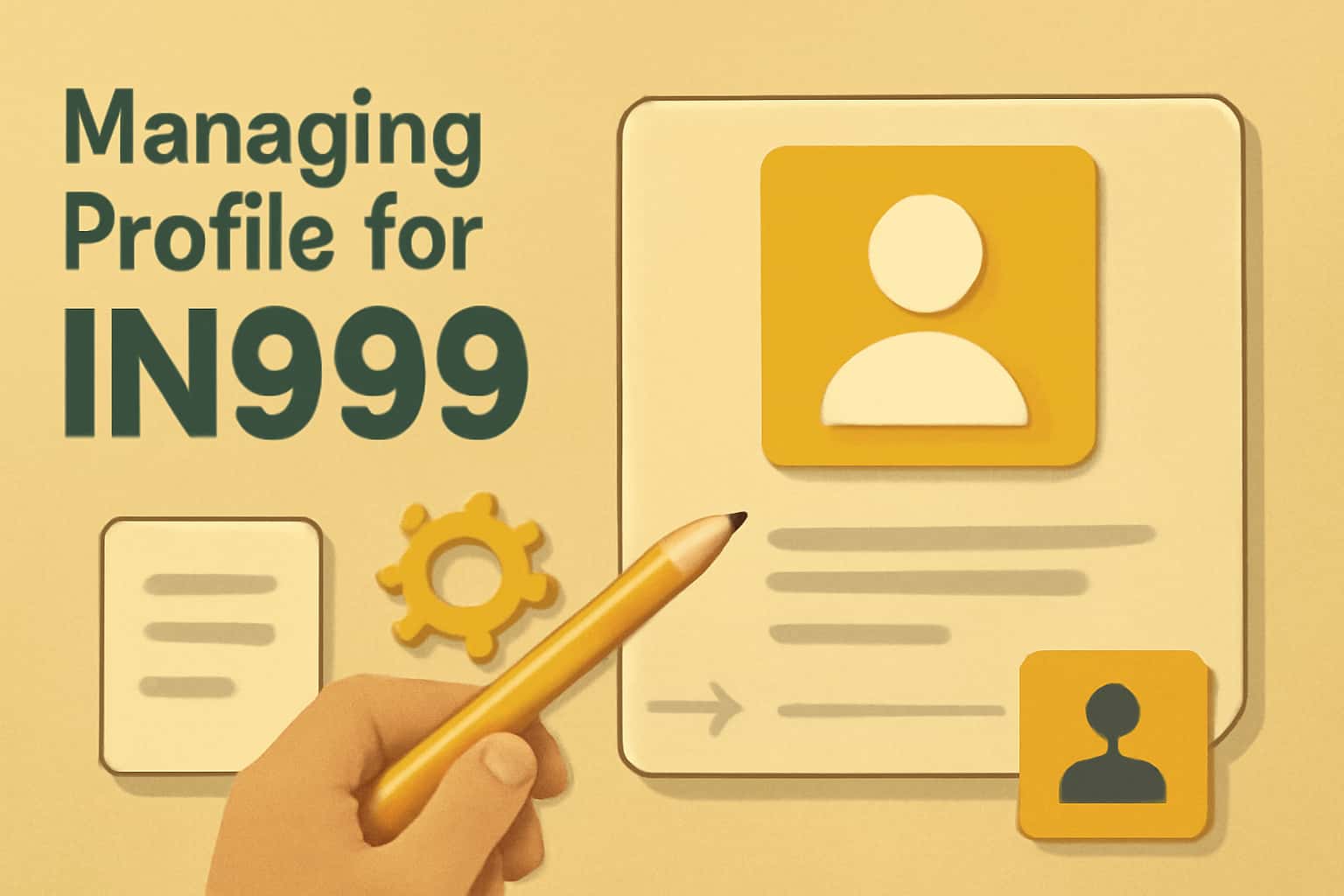 A high-tech representation of managing a user profile for IN999.