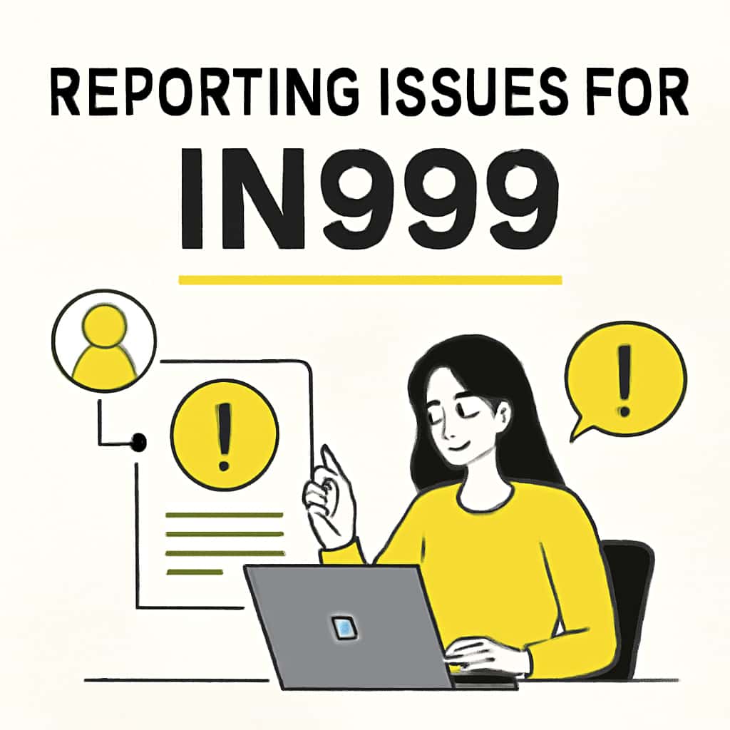 Diagram illustrating how to report issues for IN999.
